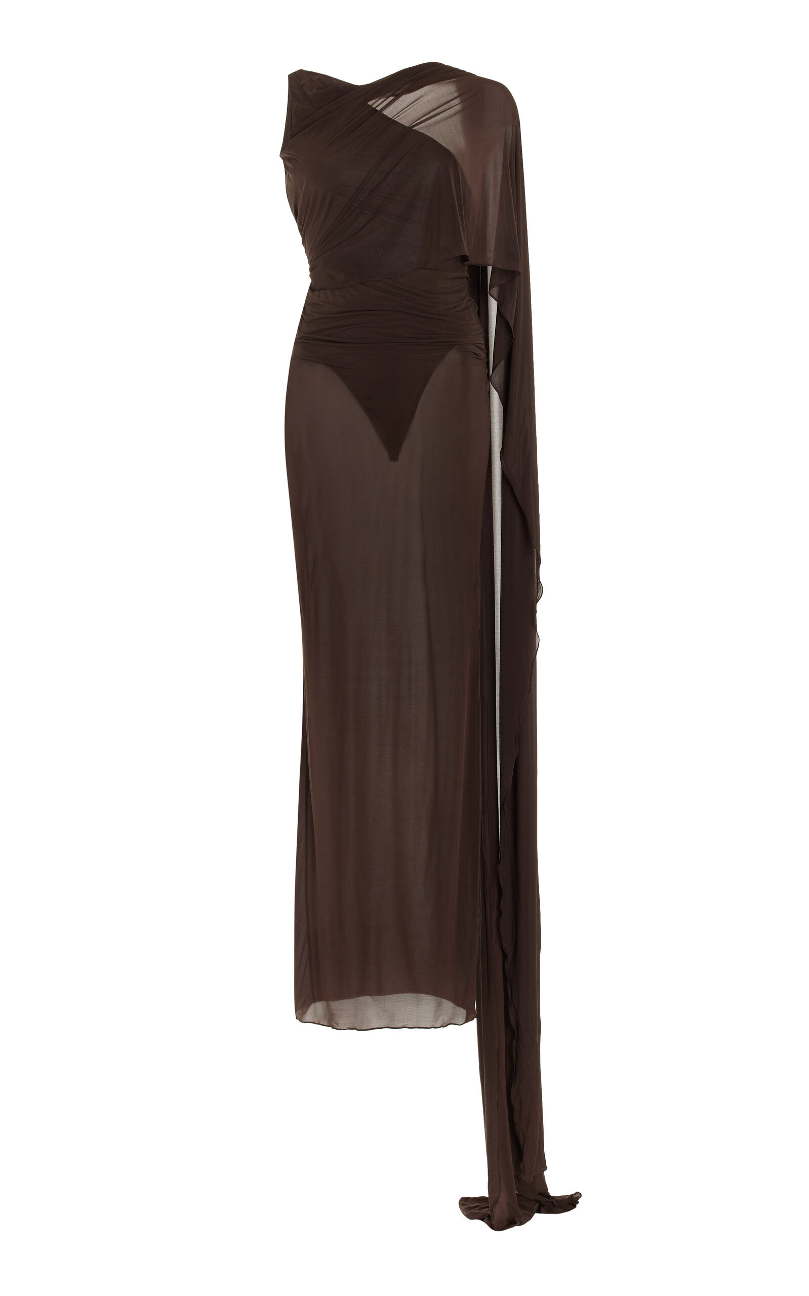 The Attico Ruched Sheer Jersey Maxi Dress - Moda Operandi | Moda Operandi (Global)