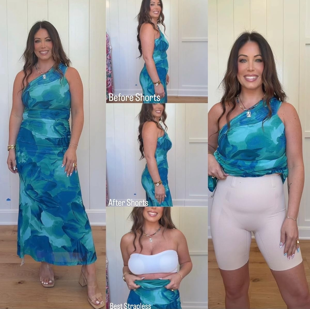 POV: the dress is stunning but the real MVPs are what’s underneath 👏✨ Sharing the best strapless bra + smoothing shorts that make dresses fit SO much better (and yes… the before/after speaks for itself 😍)

For reference I’m 5’4” 140lbs and in a small!
#AmazonFashion #AmazonFinds #Shapewear #StraplessBra #SummerDress #WeddingGuestDress #DressSeason #AmazonStyle #LTKStyle #FashionFinds

#LTKdayinmylife #LTKmomlife #LTKootd