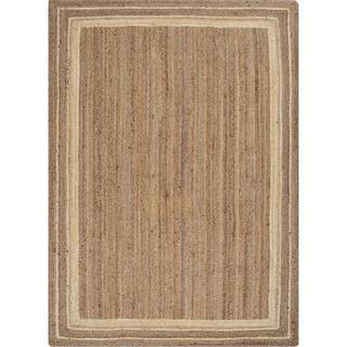 Well Woven Larkspur Border Pattern Contemporary White 5 ft. x 7 ft. 6 in. Hand-Braided Jute Area Rug | The Home Depot