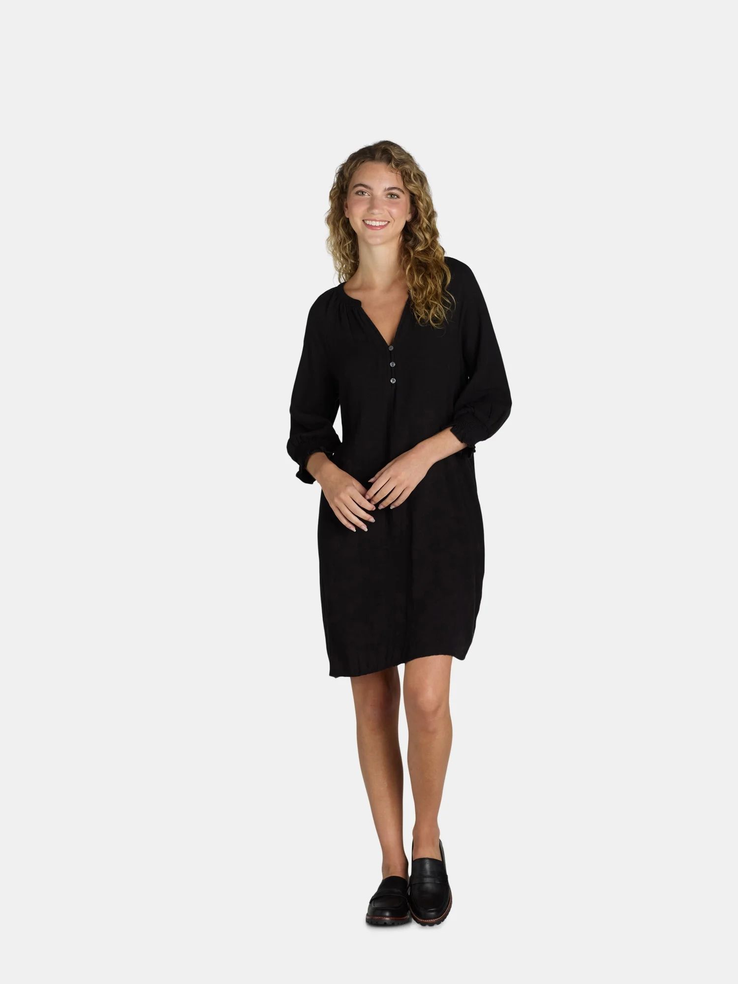 Time and Tru Women's Mini Double Cloth Dress, Sizes XS-XXXL | Walmart (US)