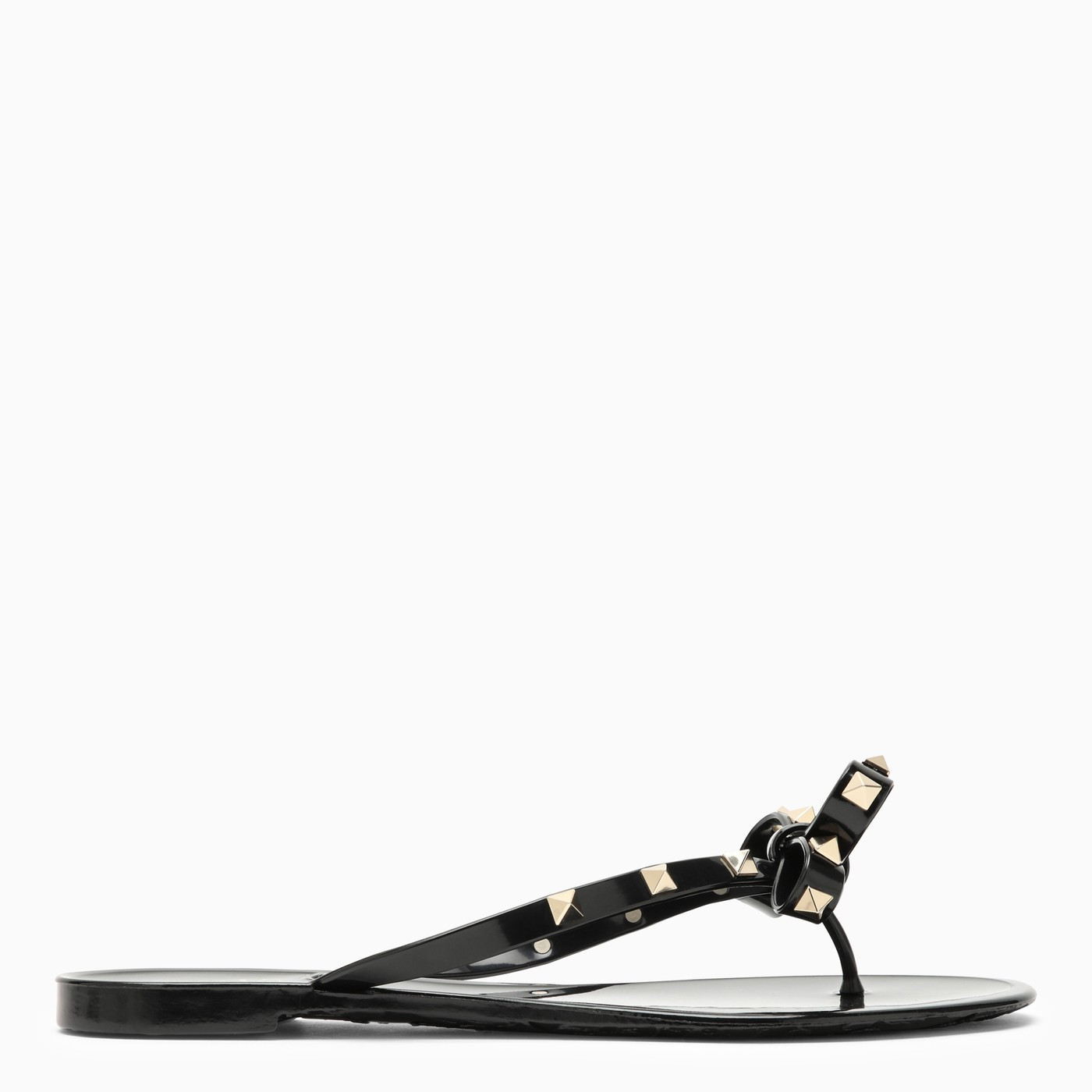 Black rubber Rockstud flip-flops | The Double F