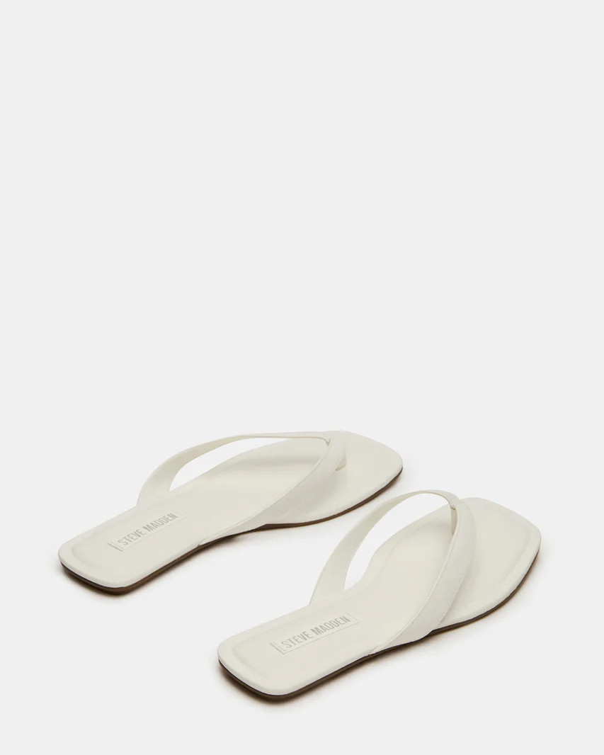 TRELLA White Leather Square-Toe Thong Women's Sandal | Steve Madden (US)