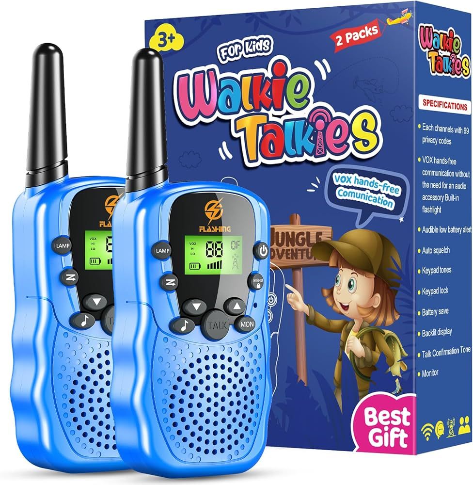 Walkie Talkies for Kids 2 Pack: Long Range Kids Blue Walkie Talkies for Boys 3-12 Birthday Gifts ... | Amazon (US)