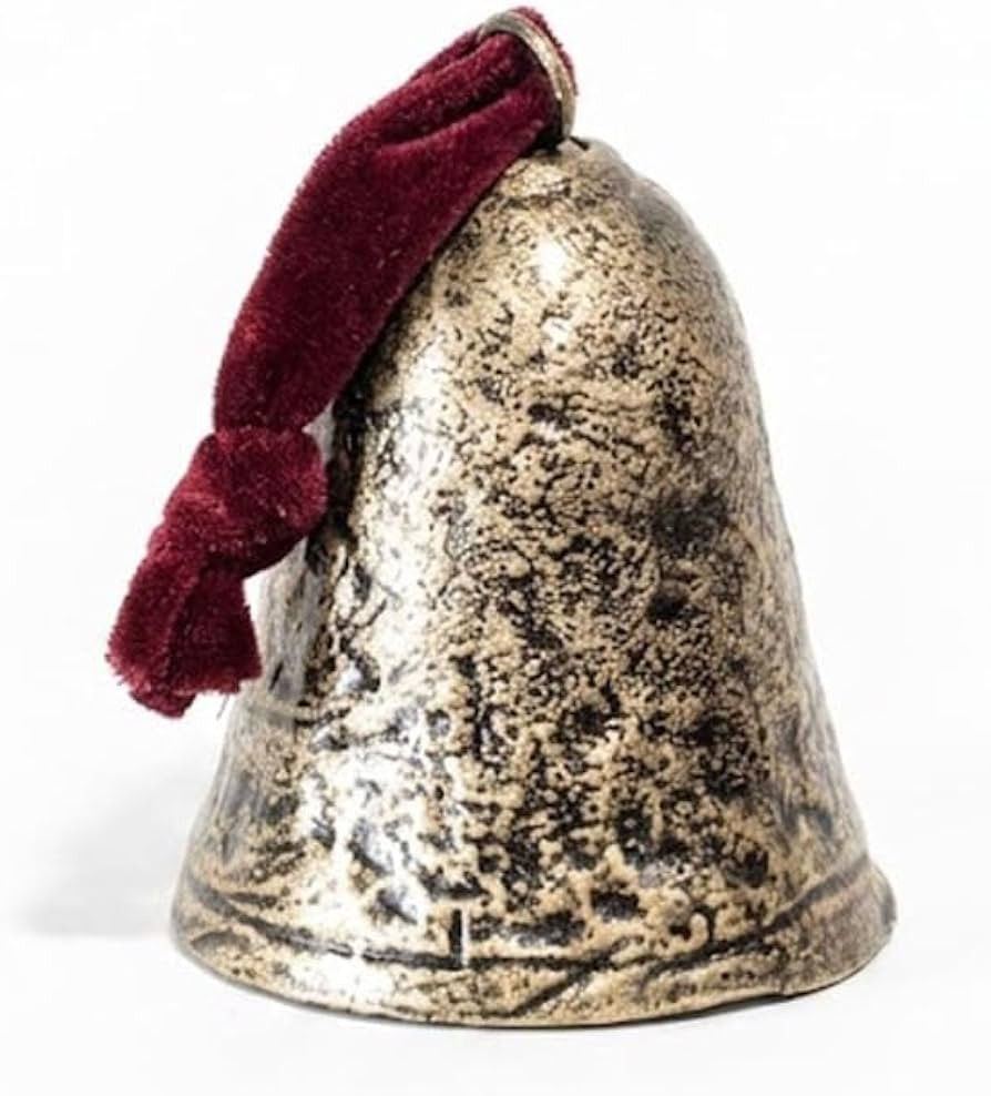 Elanze Designs Antique Gold Metal Bell Decor Accent, Vintage Inspired Hanging Holiday Bell with B... | Amazon (US)