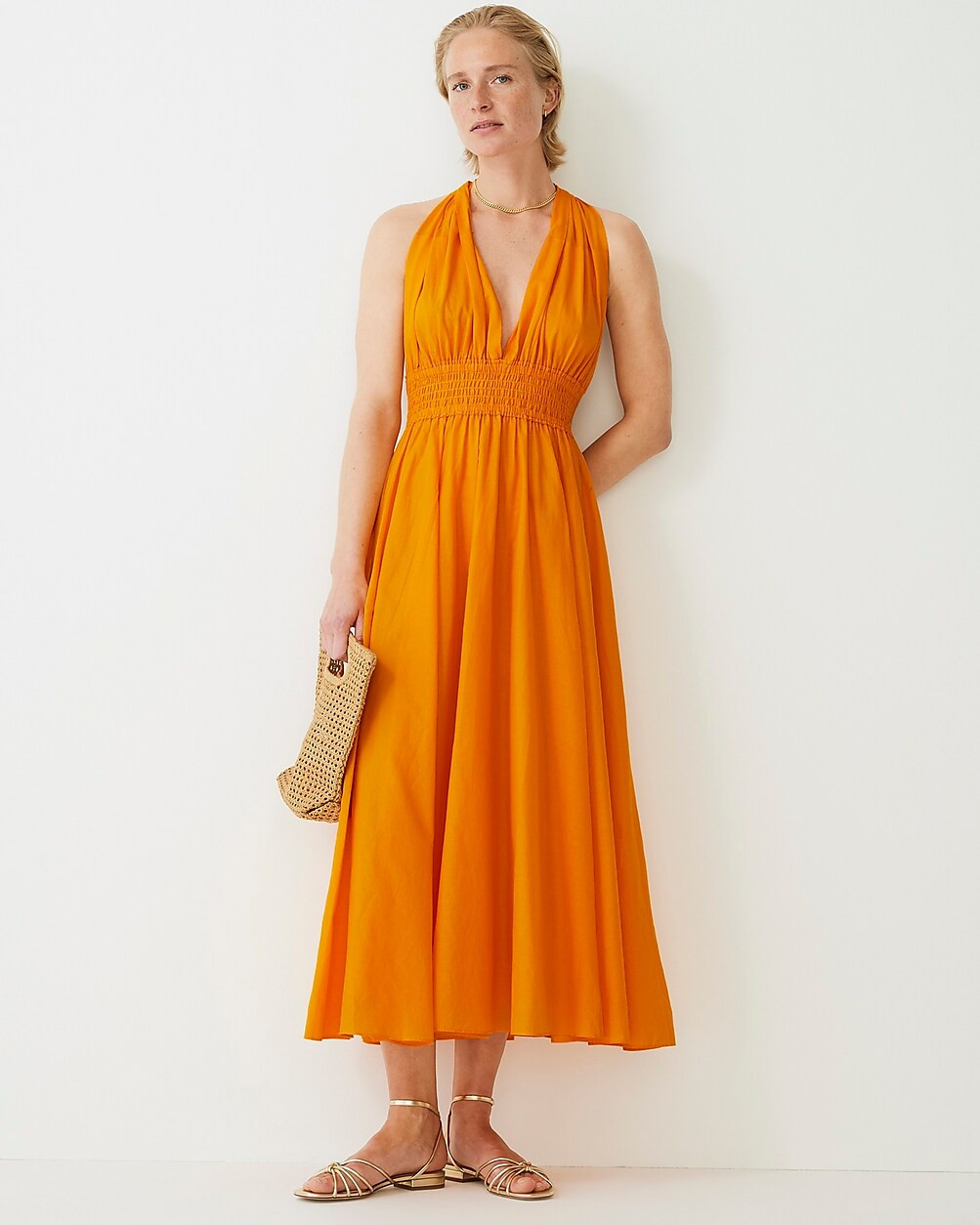 Twist-back smocked-waist beach dress | J. Crew US