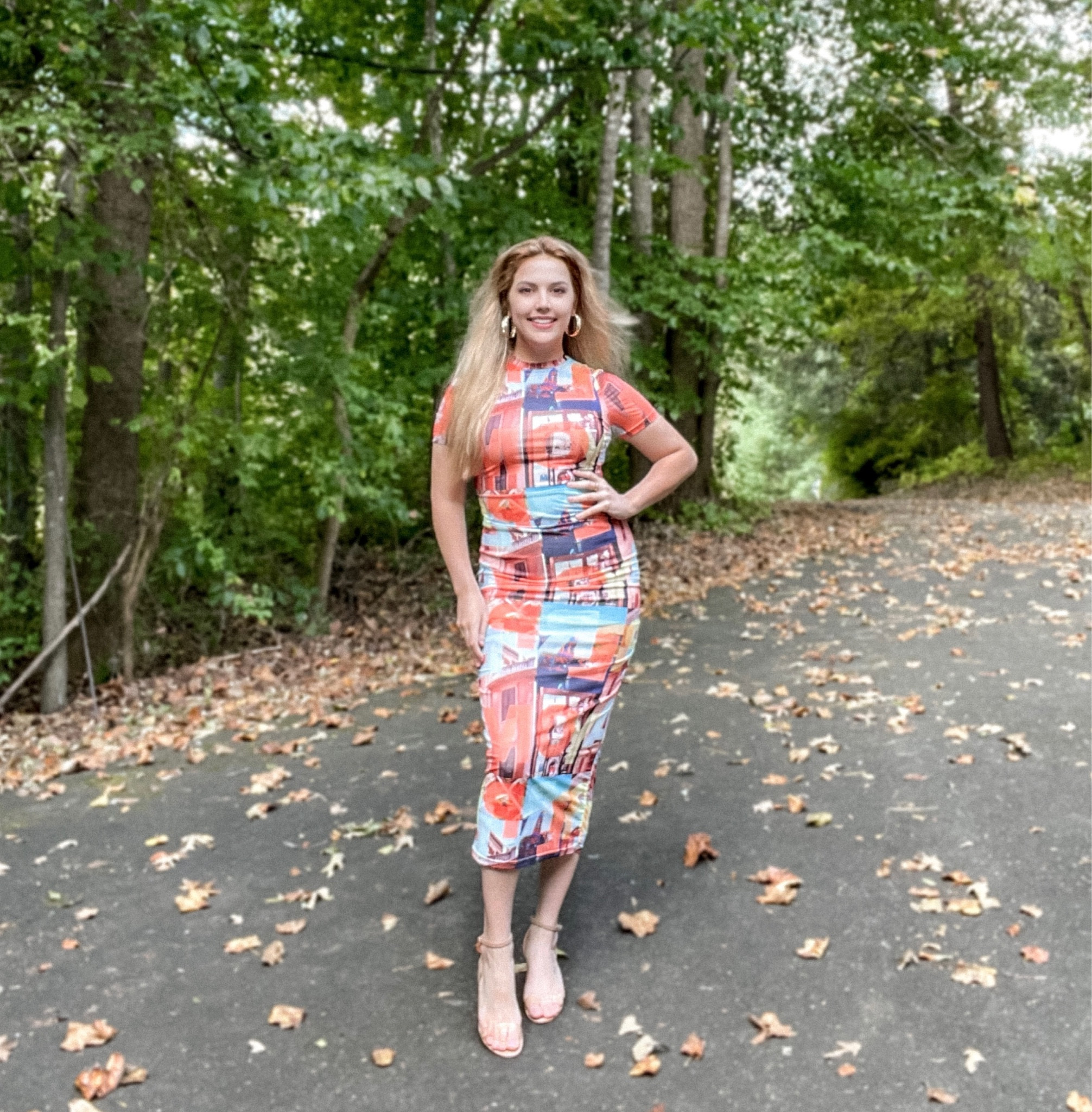 Okay, fully obsessed with this PEPPERMAYO maxi dress! This print is soo neat! ✨🧡 
•
•
•
#peppermayo #maxidress #dresses #mesh #fallfashion #fallstyle #ninewest #heels #francescas #goldhoops

#LTKstyletip #LTKunder100 #LTKSeasonal