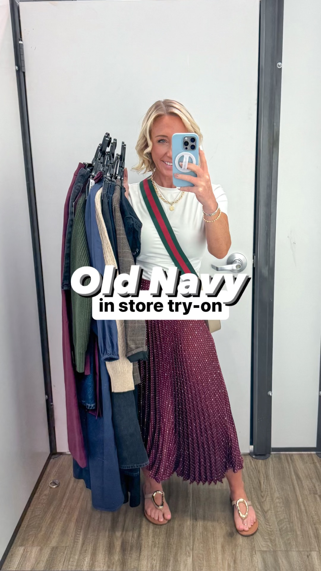 Old Navy in store try-on:
1. Texture cardigan - size small.
2. Wide leg jeans - size 0.
3. Maroon trousers - size XS.
4. Ribbed cardigan - size small. (Definitely runs small).
5. Satin skirt - size small.
6. Denim midi skirt - size 2 (didn’t have a 0 for me to try).
7. Green chunky cardigan - size XS. 
8. Black denim skirt - size 2 (but needed a 0).
9. Striped tee - size small.
10. Jeans w/ seam - size 0.
11. Blazer - size XS.
BONUS:
12. Navy smocked dress - size XS. (NOT ONLINE YET).
13. Black v- neck eyelet - size XS. 
• white t-shirt (Amazon) - size small.
• pleated skirt - size XS  

#LTKSeasonal #LTKVideo #LTKFindsUnder50