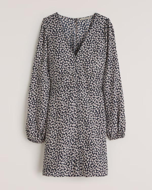 Long-Sleeve Button-Through Mini Dress | Abercrombie & Fitch (US)