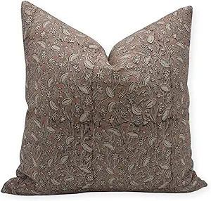 Fabritual Block Print Thick Linen 14x20 Throw Pillow Covers, Decorative Handmade Vintage Pillow C... | Amazon (US)