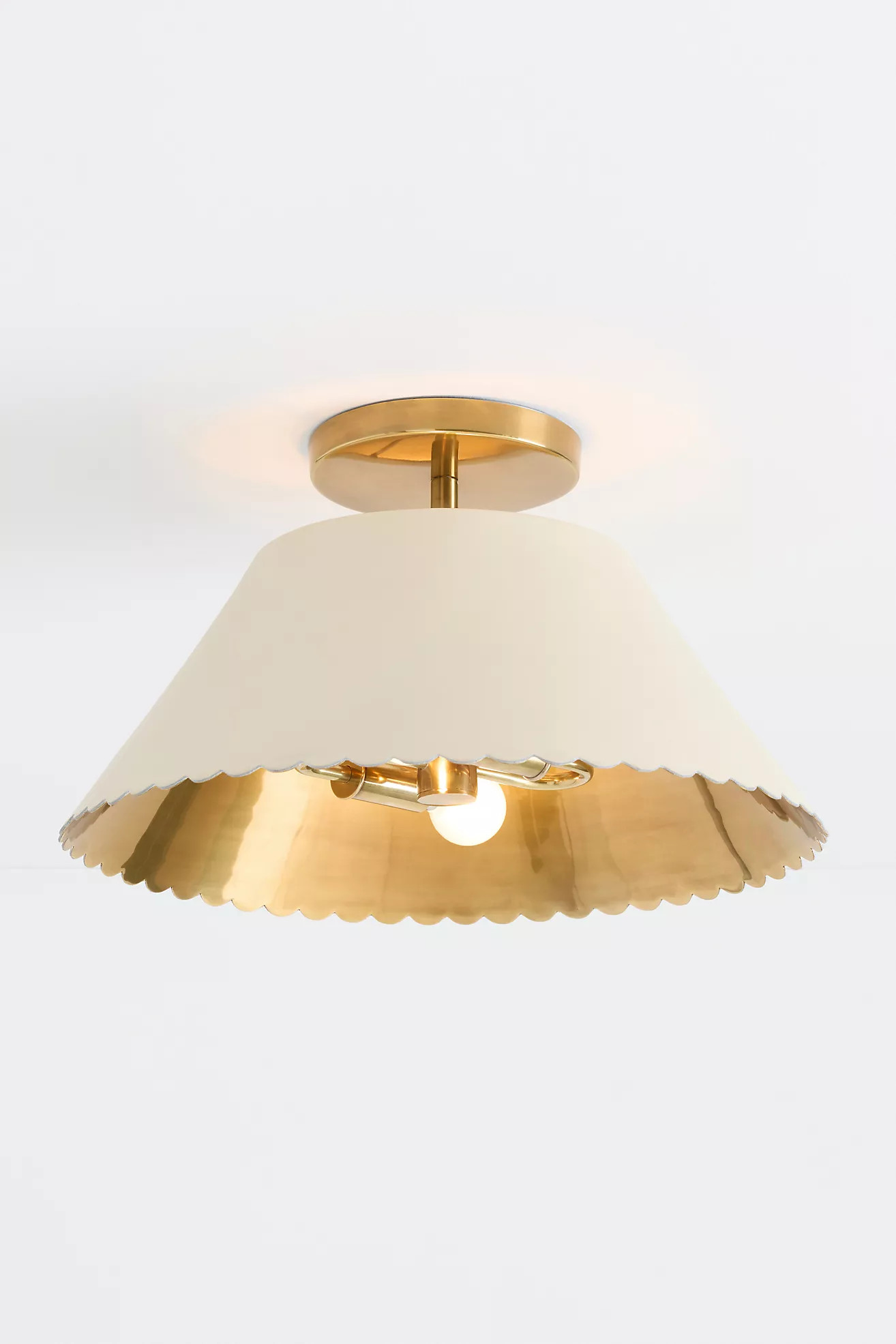 Roberta Brass Scalloped Leather Flush Mount | Anthropologie (US)