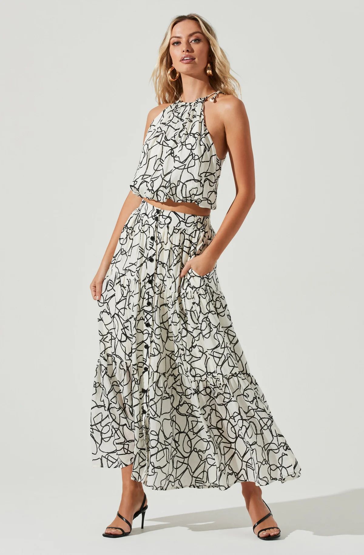 Cecile Abstract Print Midi Skirt | ASTR The Label (US)