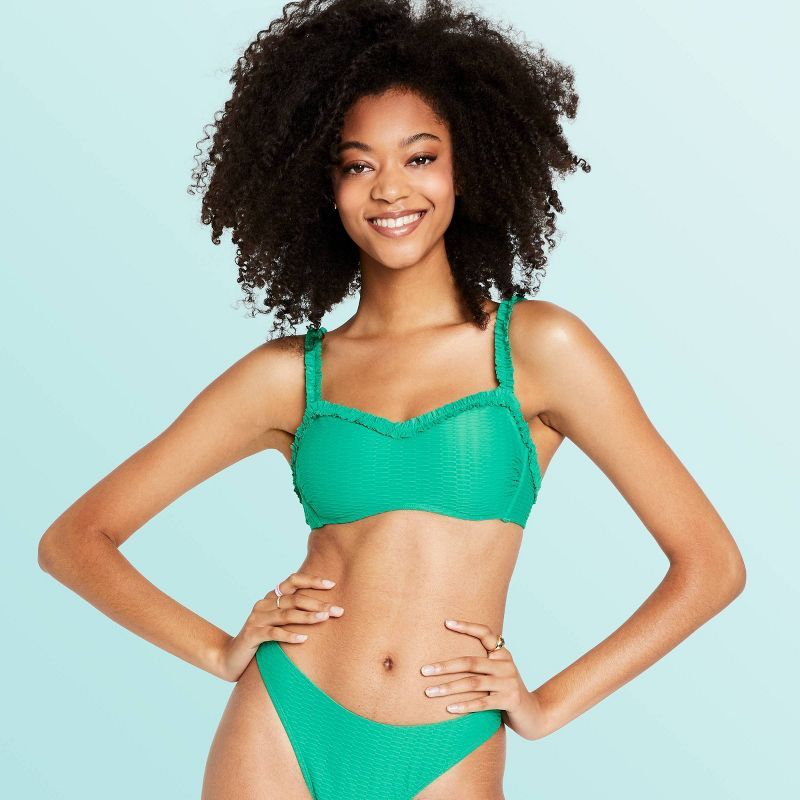 Women's Textured Sweetheart Neck Bralette Bikini Top - Stoney Clover Lane x Target Green | Target