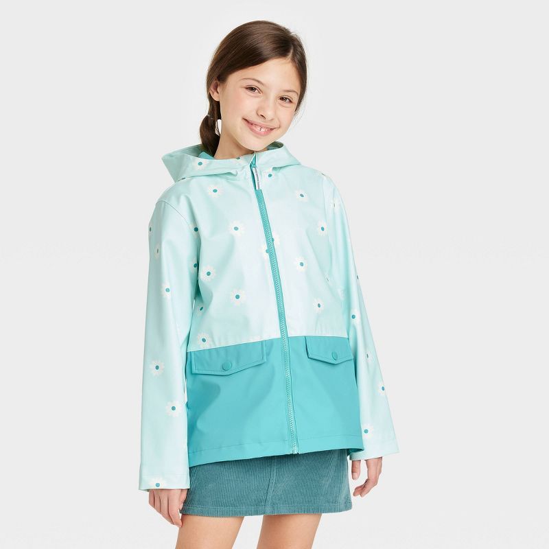 Kids' Long Sleeve Colorblock Rubber Rain Jacket - Cat & Jack™ | Target