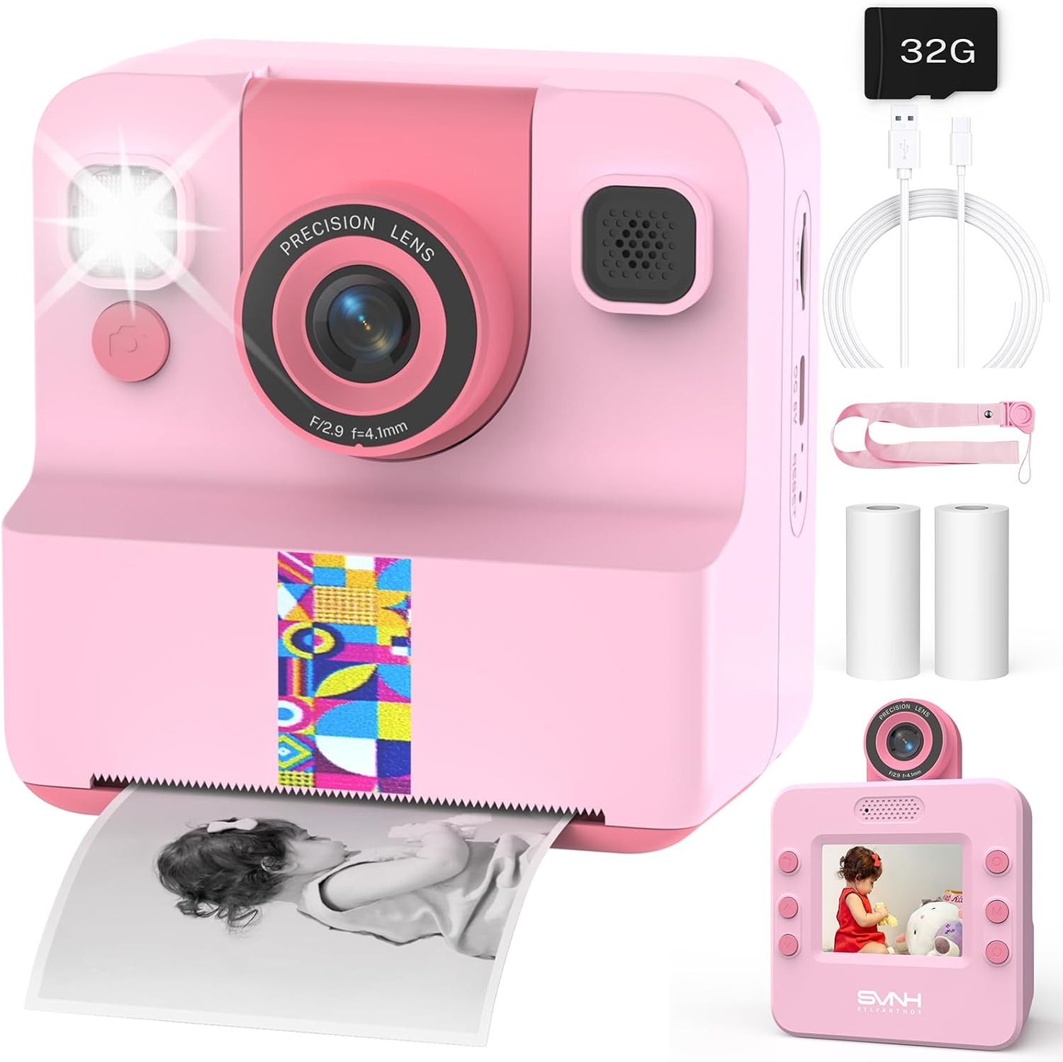 Kids Camera Instant Print, 1080P Digital Camera for Kids, 180° Rotating Selfie Lens with 32GB SD... | Amazon (US)