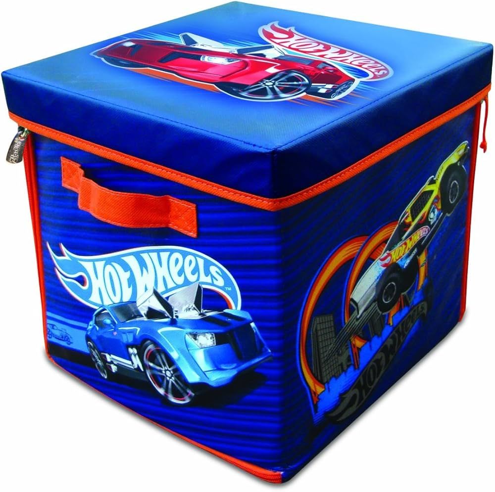 Hot Wheels Tara Toy Storage Box - Multicolor Cardboard Cube Holds Up To 300 Hot Wheels Cars, Stor... | Amazon (US)