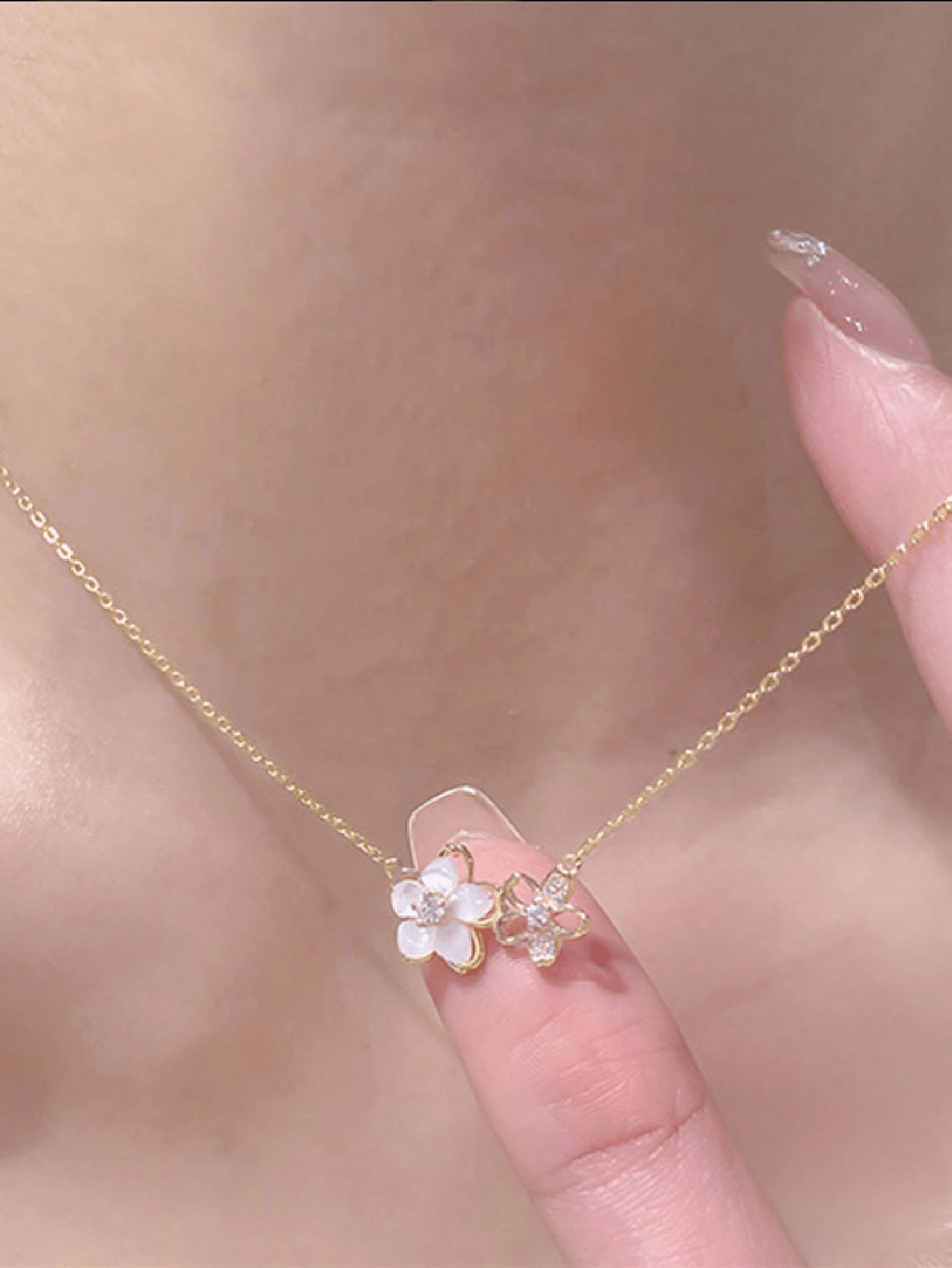 1pc Sweet & Fresh Personality S925 Sterling Silver Flower Necklace With Rhinestone & Hollow Out F... | SHEIN