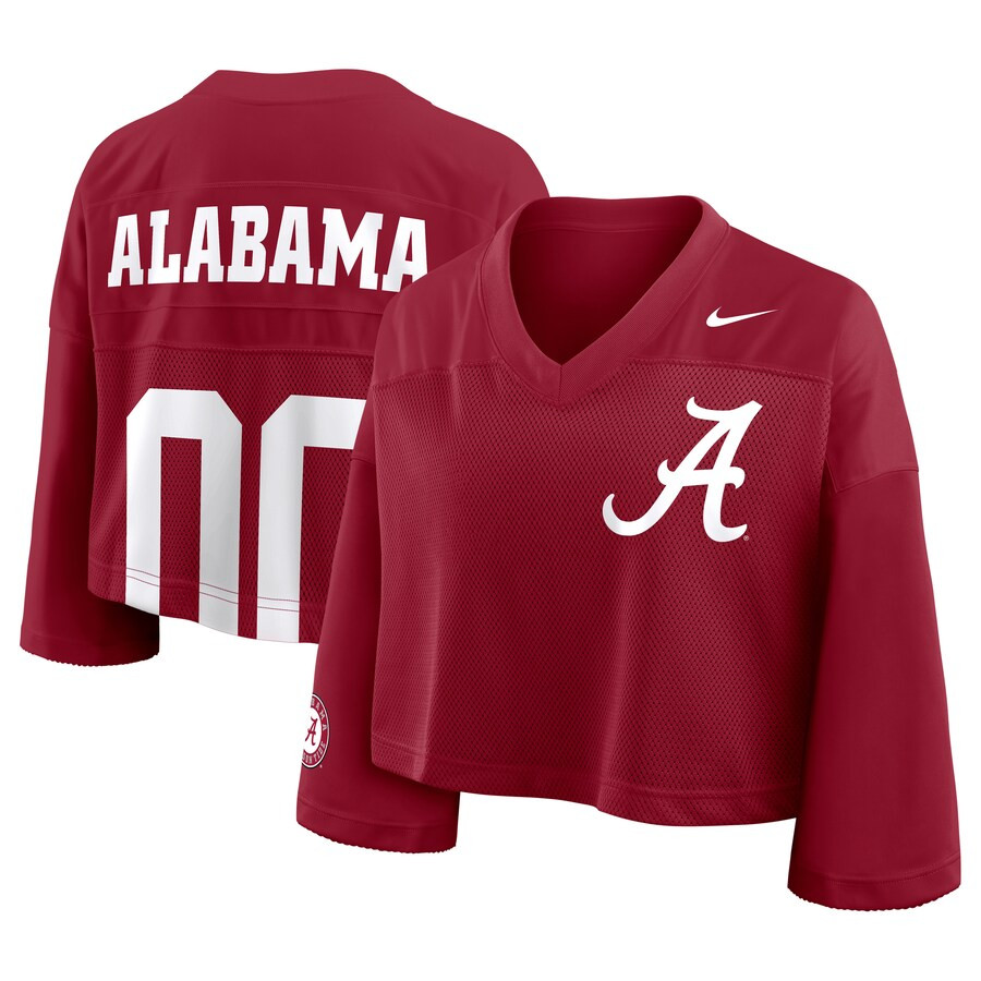 Alabama Crimson Tide Nike Women's Cropped Mesh Dri-FIT Fashion Jersey - Crimson | Fanatics