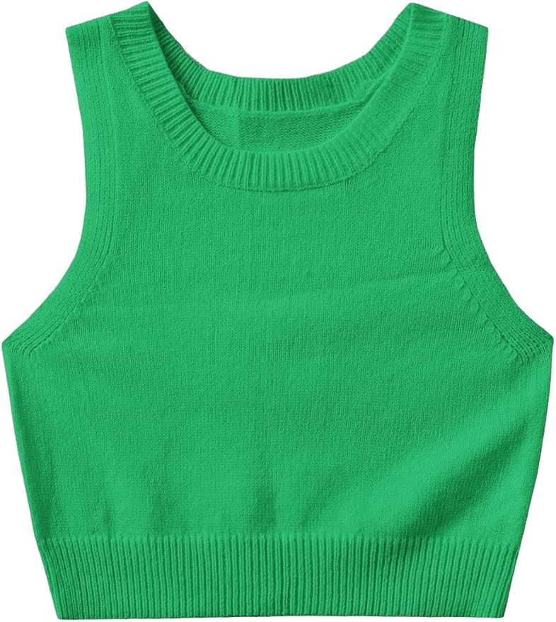 SOLY HUX Women's Ribbed Knit Pullover Sweater Vest Sleeveless Round Neck Knitwear Crop Tank Tops | Amazon (US)