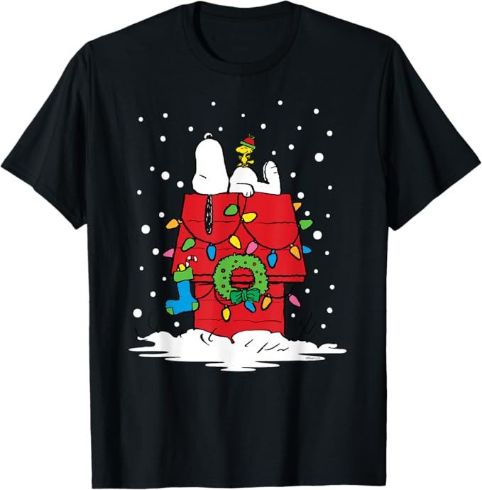 Peanuts Holiday Snoopy and Woodstock Stocking T-Shirt | Amazon (US)