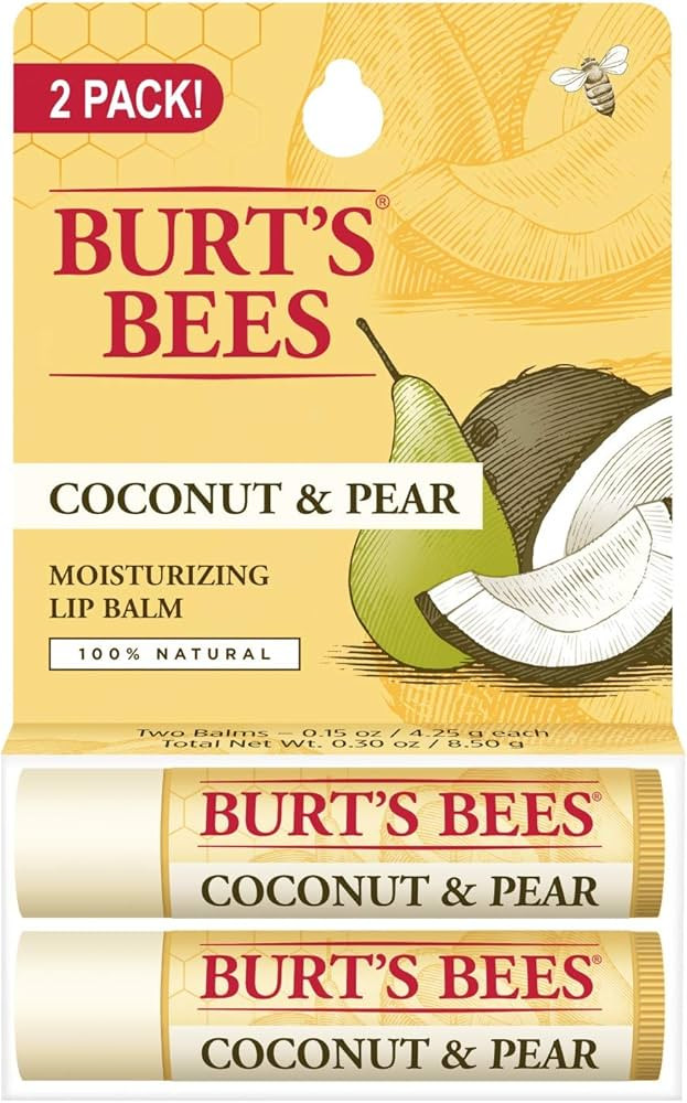 Burt's Bees Lip Balm - Coconut and Pear, Lip Moisturizer With Responsibly Sourced Beeswax, Tint-F... | Amazon (US)