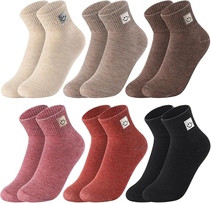 6 Pairs Smile Face Socks Smiling Face Cute Socks Novelty Funny Pattern Aesthetic Socks Ankle Smil... | Amazon (US)