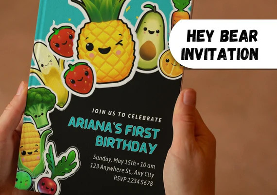 Hey Bear Sensory Birthday Invitation  Personalised DIY - Etsy | Etsy (US)