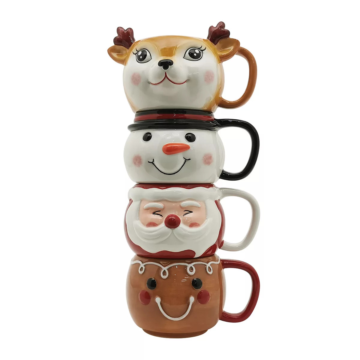 St. Nicholas Square® 4-Pack Holly Jolly Stacking Mugs | Kohl's