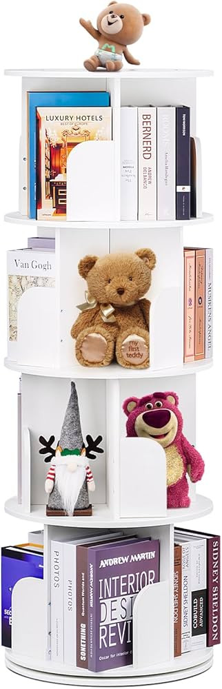 Amazon.com: 2025 New 4 Tier Rotating Bookshelf kids, Small Corner Bookshelf for Small Space, 360 ... | Amazon (US)
