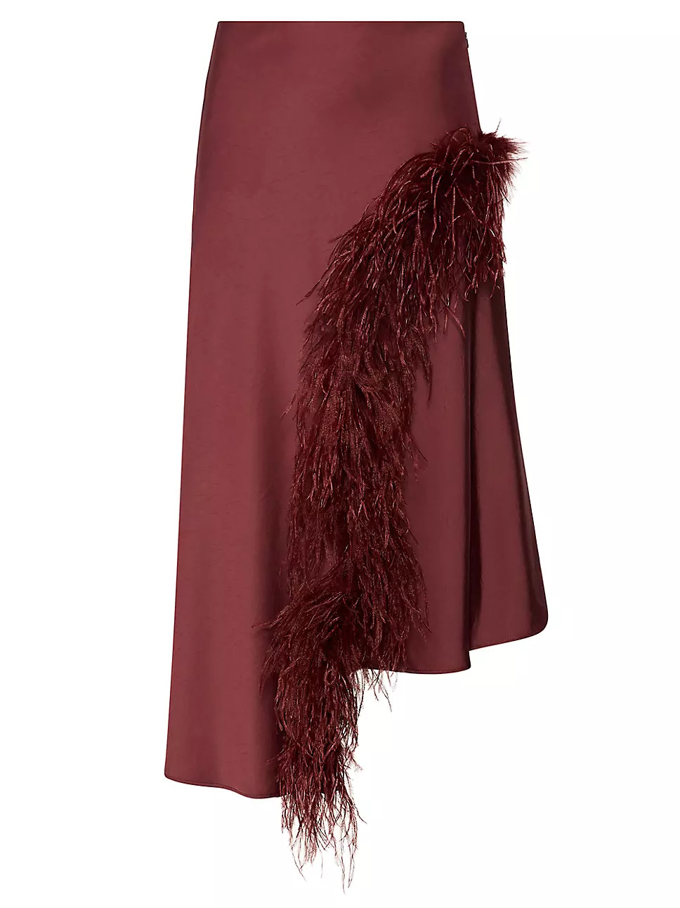 Satin & Ostrich Feather Midi-Skirt | Saks Fifth Avenue