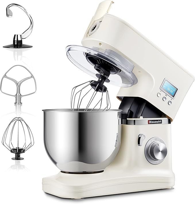 HAUSWIRT Stand Mixer, 5.3 QT Tilt-Head Kitchen Electric Dough Mixers, 8-Speed with LCD Display Ti... | Amazon (US)