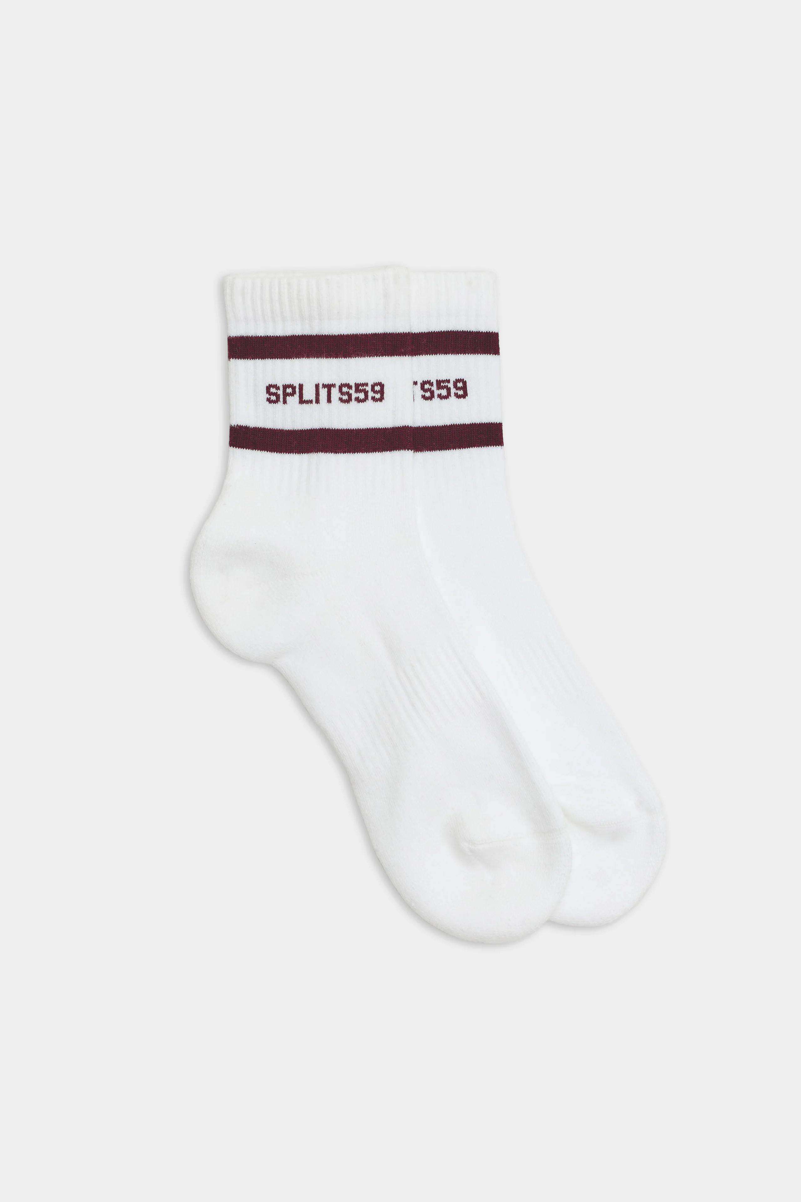 Logo Stripe Quarter Socks - White/Dark Cherry | Splits59.com
