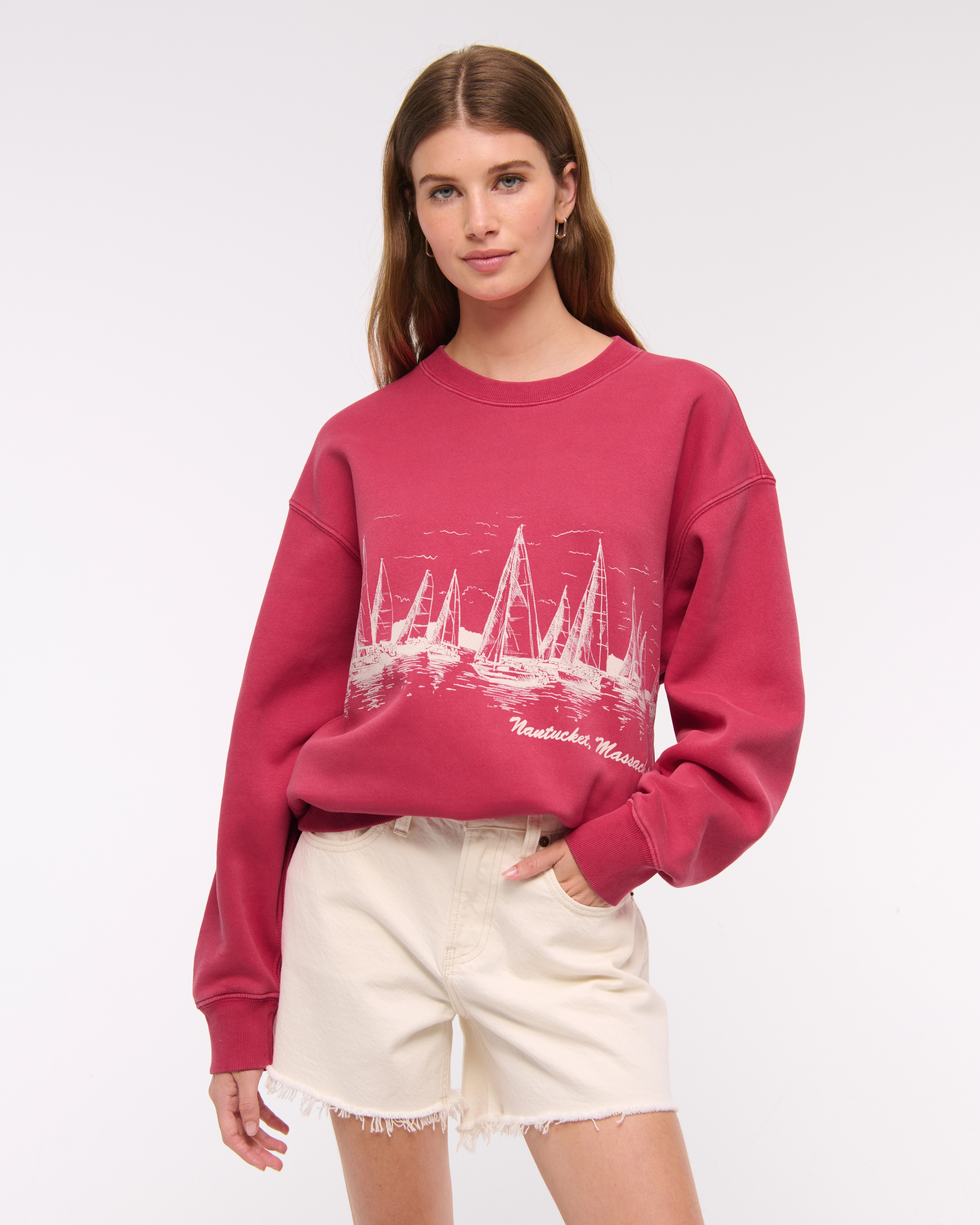 Nantucket Graphic Oversized Sunday Crew | Abercrombie & Fitch (US)