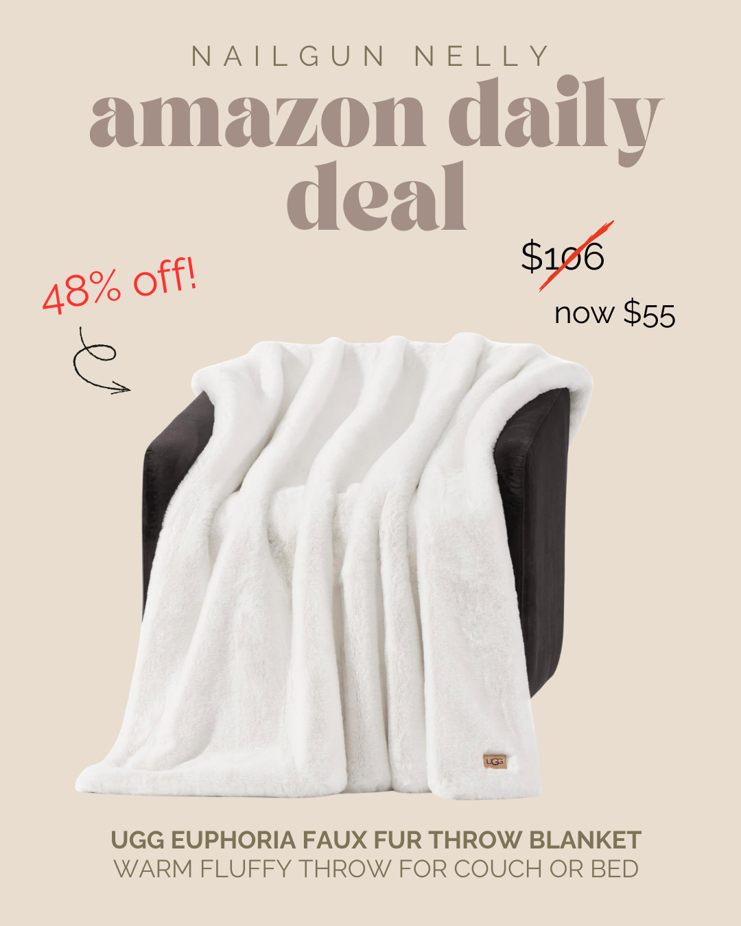 Amazon Daily Deal! - UGG Euphoria Faux Fur Throw Blanket, Warm Fluffy Throw for Couch or Bed 

 #LTKSeasonal #LTKHome #LTKSaleAlert