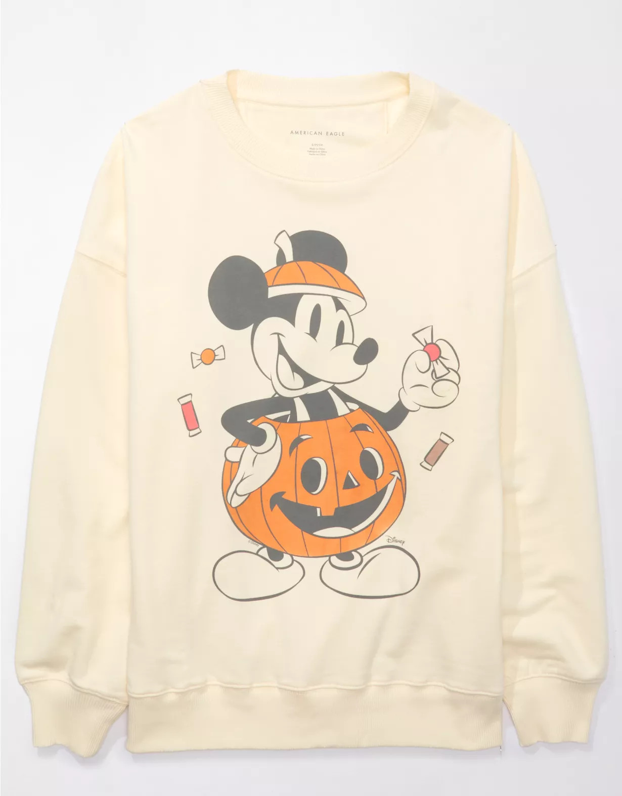 AE Oversized Halloween Mickey Graphic Sweatshirt | American Eagle Outfitters (US & CA)