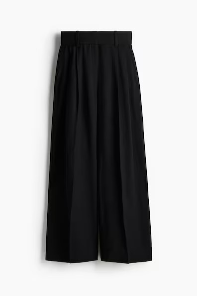 H & M - Wide linen-blend trousers - Schwarz | H&M (DE, AT, CH, NL, FI)