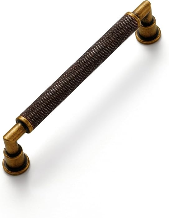 5 Pack Antique Brass Cabinet Pulls 5" Hole Center Knurled Vintage Drawer Pulls Bathroom Dresser H... | Amazon (US)