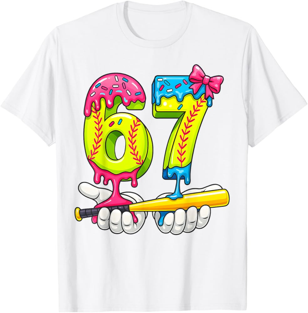 Softball 67 Ice Cream Drip Six Seven Boys Funny Meme T-Shirt | Amazon (US)