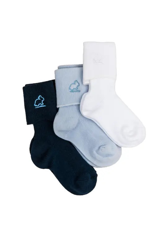 Babycottons Premium Cotton Logo Sock 3-Pack for Infant in Navy at Nordstrom, Size Newborn | Nordstrom