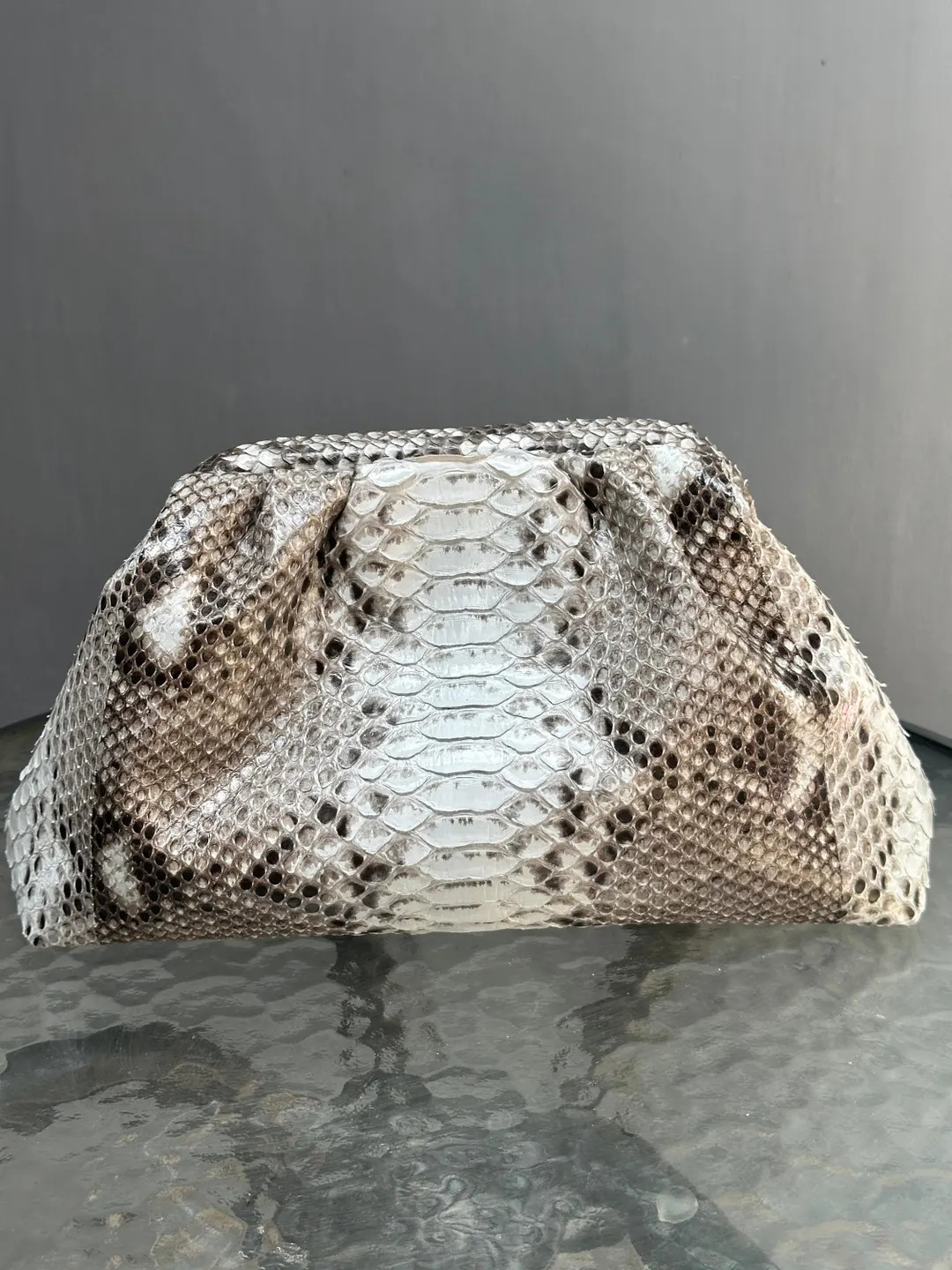 Genuine python skin grey uncolored pouch bag | exotic leather bags | medium size soft clutch | sn... | Etsy (US)