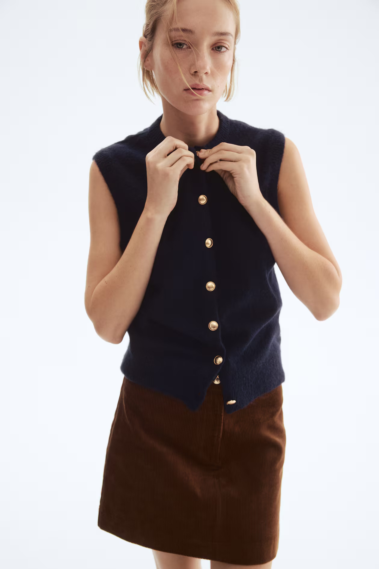 Fine-Knit Vest - Navy blue - Ladies | H&M US | H&M (US + CA)