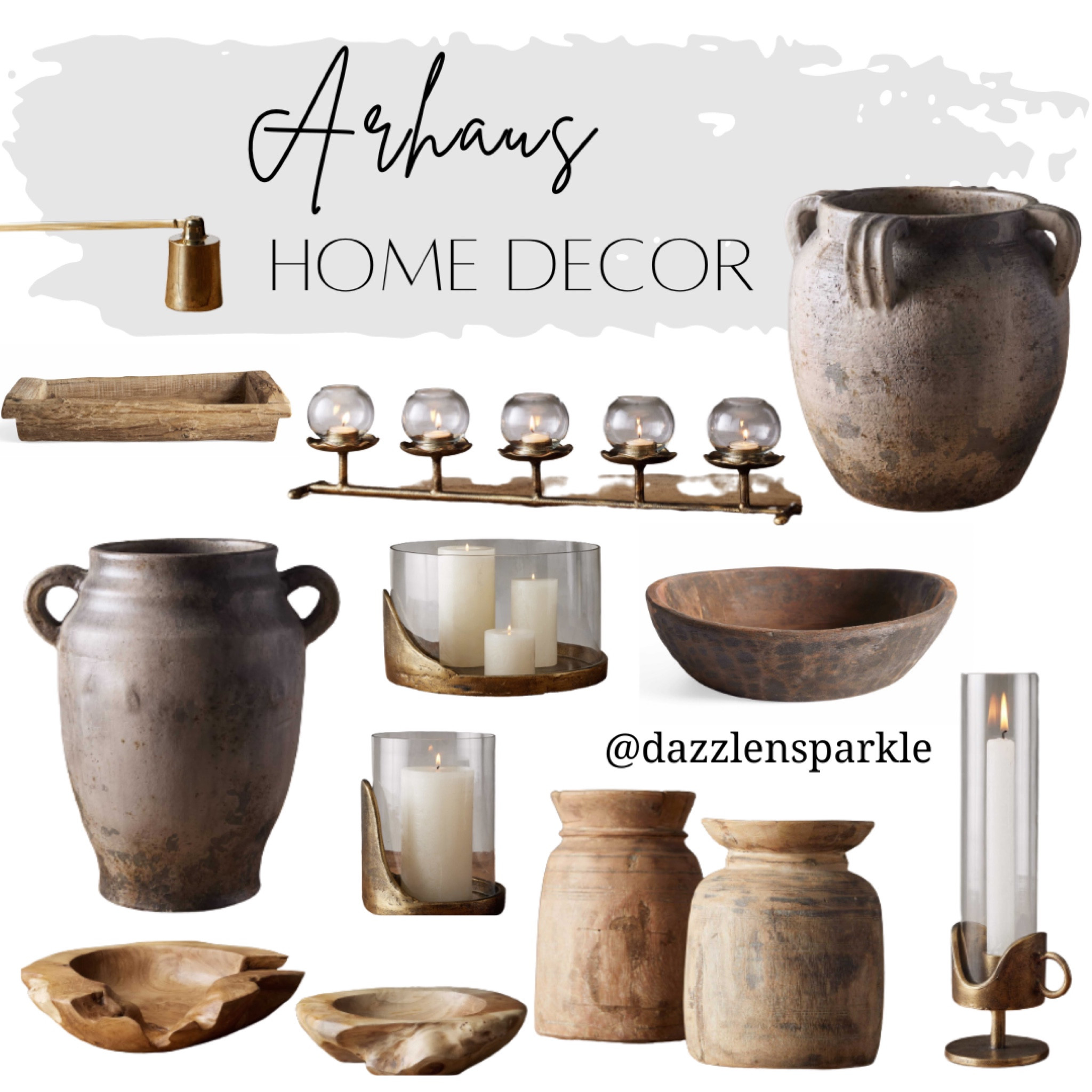 Some staple #homedecor pieces. These #decorativeobjects would work for multiple decor styles. The muted colors and #brass tones give the needed cozy touch!

#dazzlensparkle #candlestand #tray #candletray #rusticvase #vase #bowl #decorbowl #woodbowl

#LTKunder50 #LTKFind #LTKhome