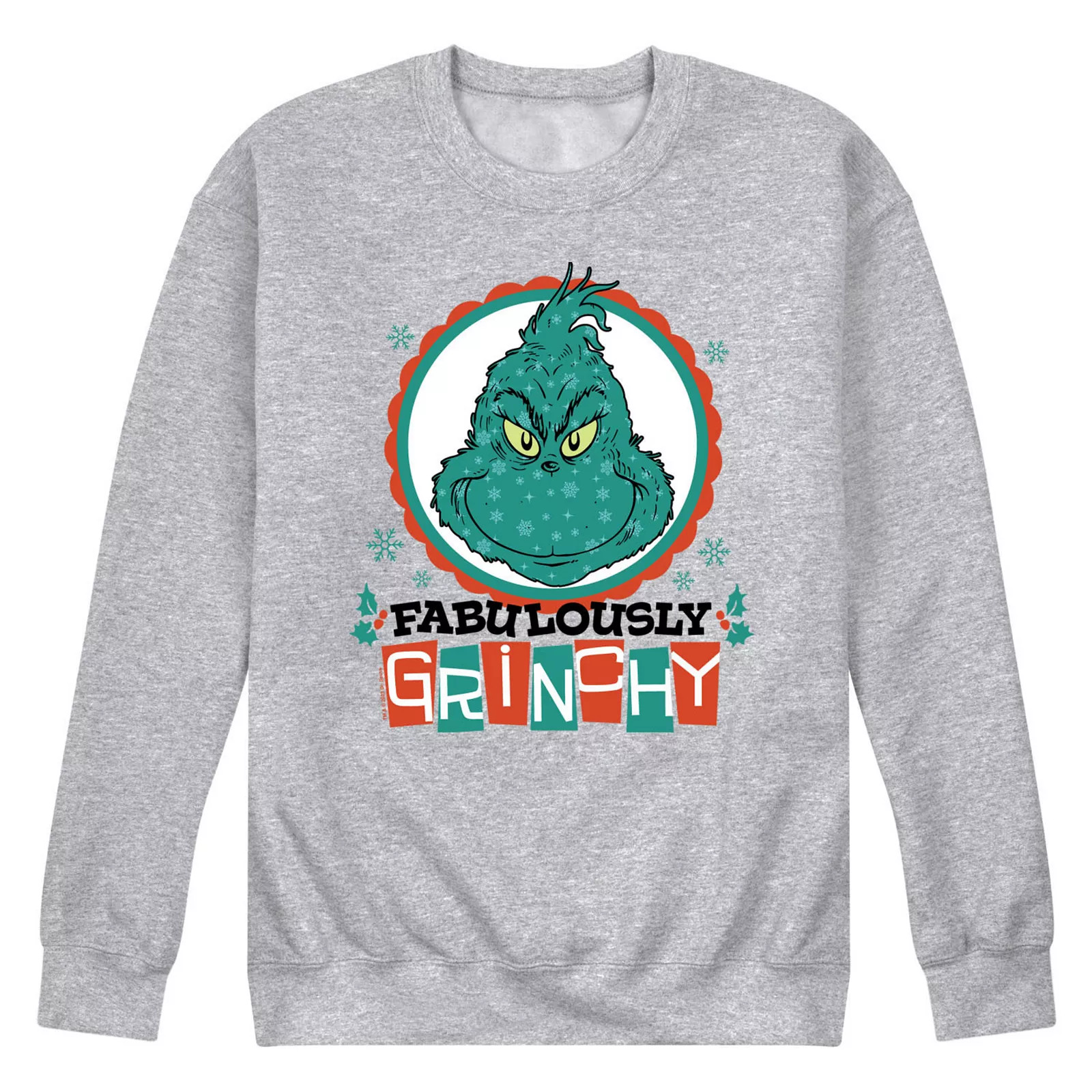 Men's Dr. Seuss The Grinch Fabulously Grinchy Fleece Sweatshirt, Size: Medium, Grey Gray | Kohl's