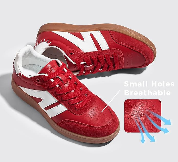 LUCKY STEP Women Classic Retro Gum Sole Fashion Sneakers Casual Tennis Skate Shoe Genuine Leather... | Amazon (CA)