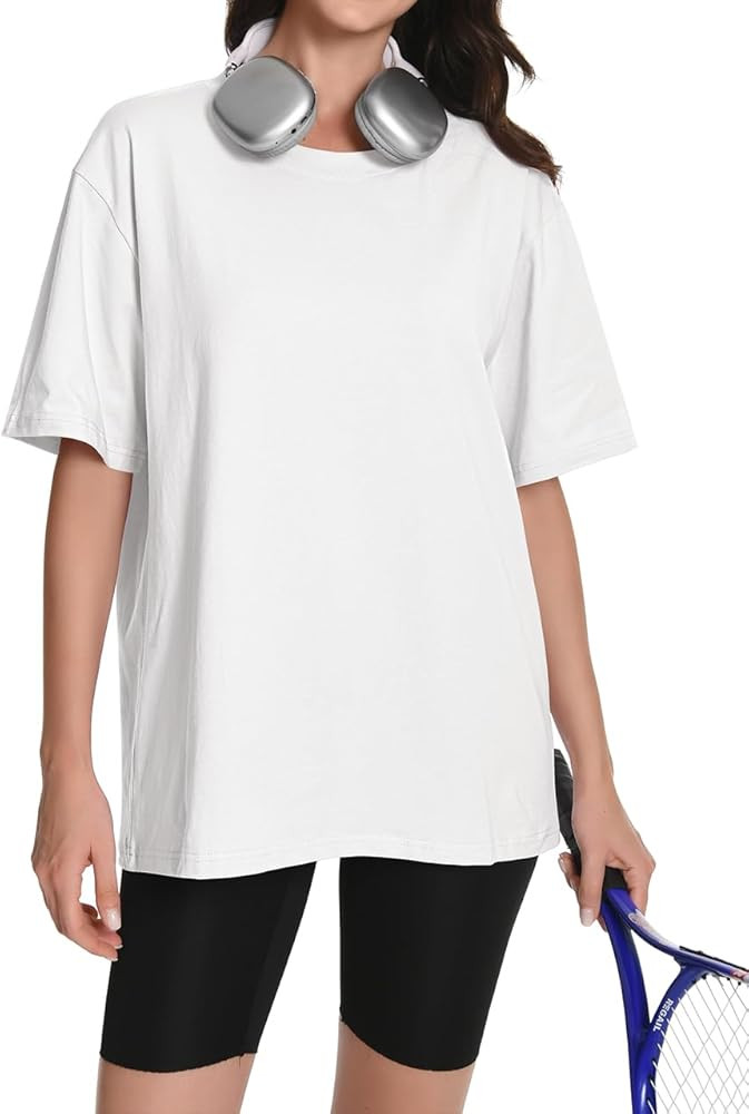 Womens Oversized T Shirts Crewneck Short Sleeve Summer Tops Casual Blouse Basic Tee Trendy Outfit... | Amazon (US)