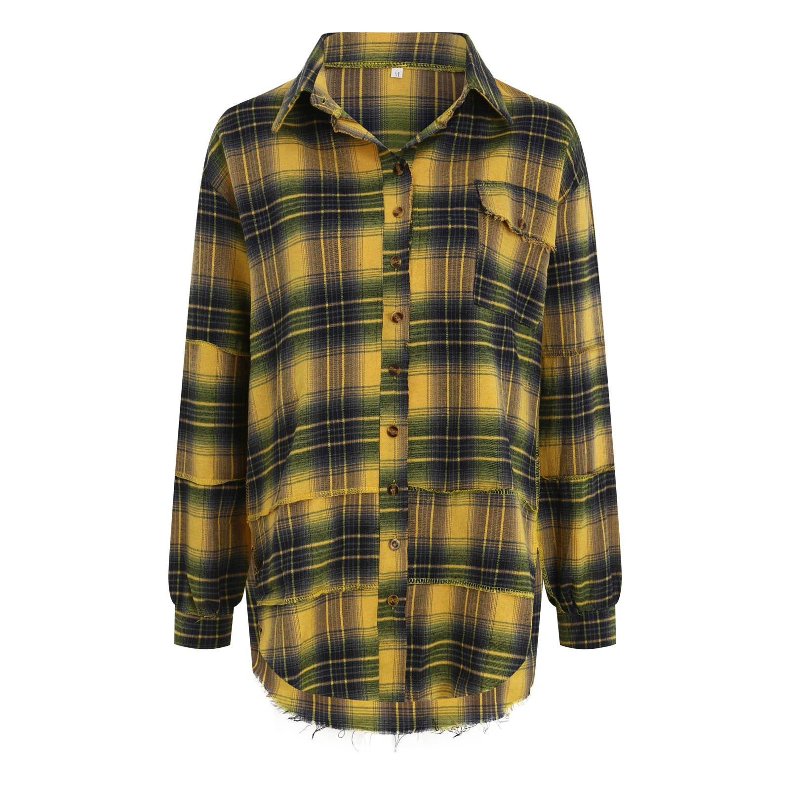 Huesdet Flannel for Women 2024 Fall Fashion Long Sleeve Plaid Button Up Shirts Shacket Blouse Top... | Walmart (US)