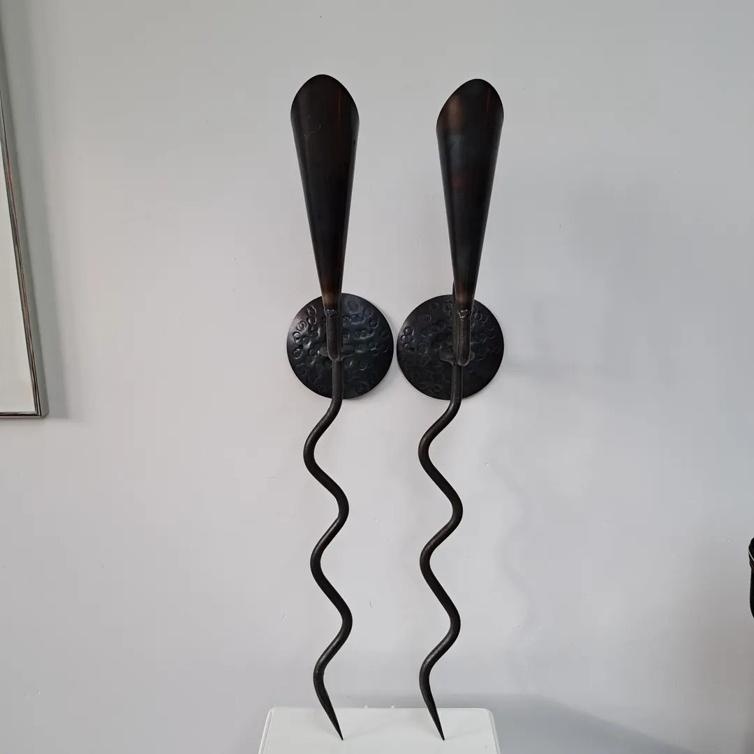 Set of 2 XL Vintage BRUTALIST Style Wall Squiggle Wall Scones From the 70/80s - Etsy | Etsy (US)