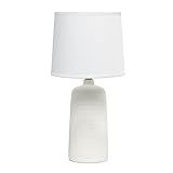 Simple Designs LT2085-OFF Textured Linear Pottery Ceramic Table Lamp, Off White | Amazon (US)