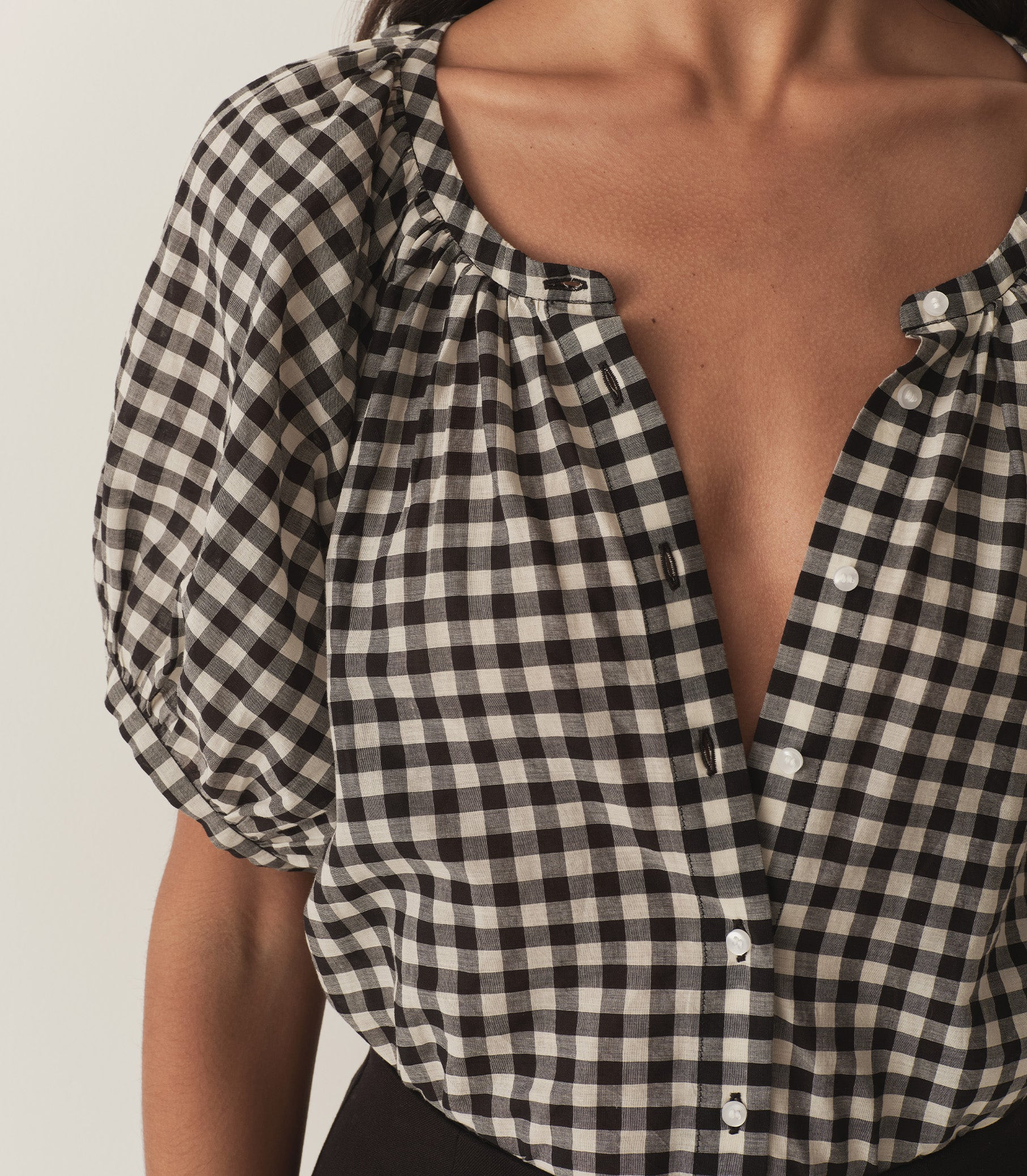 June Top - Noir Greta Gingham | DÔEN | DOEN