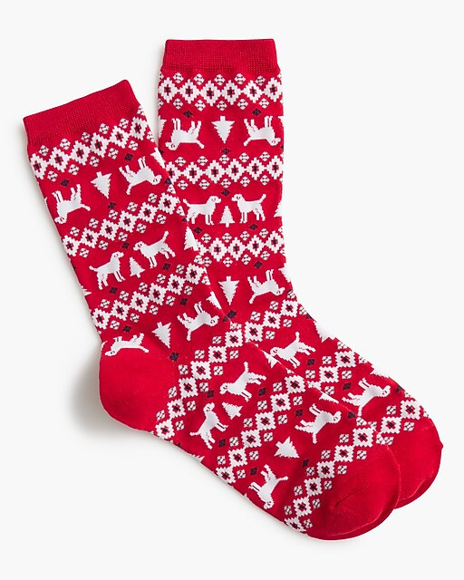 Dog Fair Isle holiday socks | J.Crew Factory
