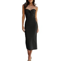 LILLUSORY Knitted Dresses Twisted Front Bodycon Dress with Back Slit | Amazon (US)